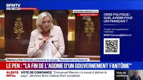 Vote de confiance: "C'est la fin de l'agonie d'un gouvernement fantôme", déclare Marine Le Pen 