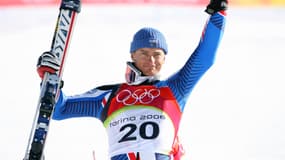 Joël Chenal sur le podium après sa médaille d'argent olympique aux JO de Turin, le 20 février 2006