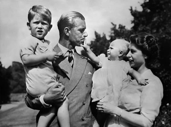 Philip and Elizabeth with Charles and Anne, in 1950.
