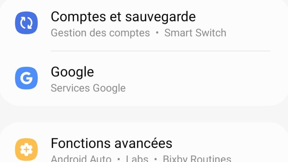Capture d'écran Samsung 