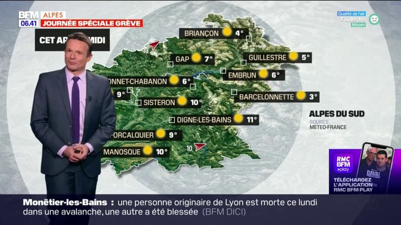 Météo Alpes du Sud: un mardi ensoleillé, 7°C à Gap et 10°C à Manosque