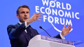 Emmanuel Macron, au Forum économique mondial de Davos, le 17 janvier 2024