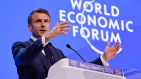 Emmanuel Macron, au Forum économique mondial de Davos, le 17 janvier 2024