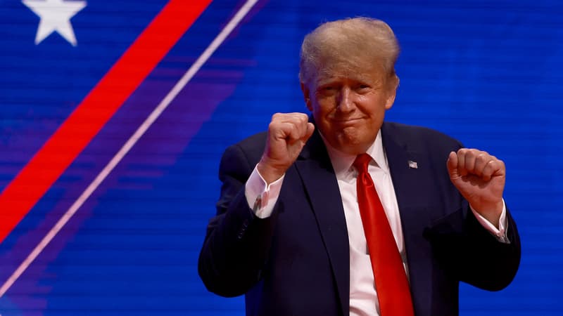 Donald Trump lors de la grande convention annuelle des conservateurs américains, à Orlando en Floride, samedi 26 février 2022
