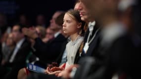 L'activiste suédoise Greta Thunberg écoute le discours de Donald Trump au Forum économique mondial à Davos, le 21 janvier 2020