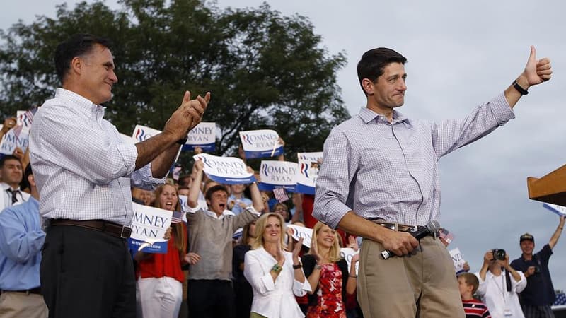 Mitt Romney (à gauche) a choisi Paul Ryan (à droite) comme colistier et éventuel futur vice-président.