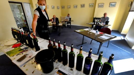 Dégustation de vin du millésime 2019 à la maison du Vin à Margaux, le 4 juin 2020