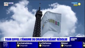 Quelle était la signification de ce drapeau géant accroché aux flancs de la tour Eiffel ce mardi?