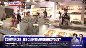 Contents de reprendre, les salariés d'une épicerie à Nice applaudissent lors de leur réouverture