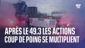 Les actions coup de poing se multiplient en France au lendemain du déclenchement du 49.3