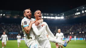 Mason Greenwood et Amine Gouiri lors de Le Havre-Marseille, le 10 mai 2025