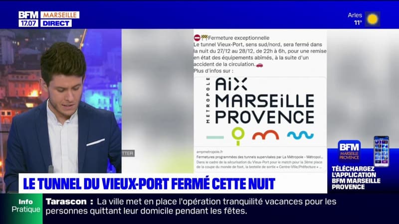 Marseille: des travaux nécessitent la fermeture du tunnel du Vieux-Port