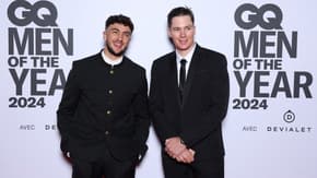 Le youtubeur Inoxtag et l'alpiniste Mathis Dumas lors d'une cérémonie GQ à Paris, le 20 novembre 2024.
