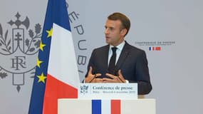 Le président de la République, Emmanuel Macron, lors d'une conférence de presse en Chine, le 6 novembre 2019.