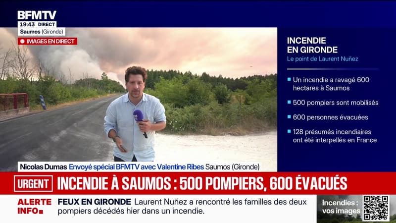 Incendie à Saumos: 500 pompiers mobilisés pour lutter contre les flammes