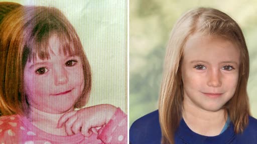 A gauche Madeleine McCann à l'âge de trois ans, à droite ce à quoi elle pourrait ressembler en 2013