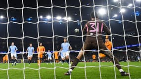 La reprise chanceuse de Kylian Mbappé lors de Manchester City-Real Madrid (2-3, Ligue des champions), le 11 février 2025