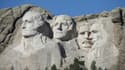 Le célèbre Mont Rushmore, où sont déjà représentés quatre illustres présidents américains, le 1er octobre 2013 près de Keystone (Dakota du Sud)