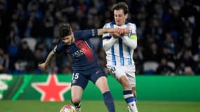 Lucas Beraldo lors de Real Sociedad-PSG, le 5 mars 2024 en Ligue des champions