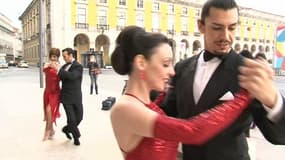 Les danseurs de la troupe "Tango pasion", de passage à Lisbonne.