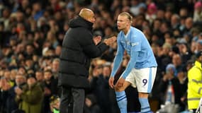 Pep Guardiola et Erling Haaland le 31 janvier 2024.