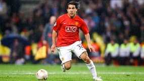 Carlos Tevez avec Manchester United, à Old Trafford le 21 mai 2008