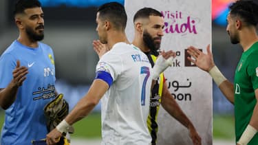 Benzema et Ronaldo lors d'un match Al Ittihad-Al Nassr, à Djeddah le 26 décembre 2023