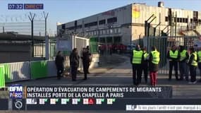Paris: les campements de migrants évacués Porte de la Chapelle