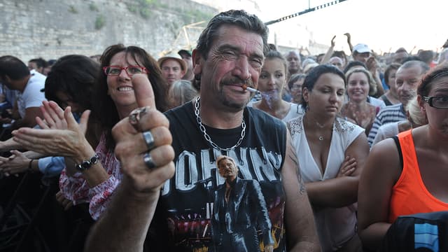Un fan de Johnny Hallyday, lors des Francofolies de La Rochelle, le 14 juillet 2015.