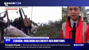 Tempête Ciarán: "L'objectif est que dans le week-end 90% de la population soit raccordée [au réseau électrique]", indique Maël de Calan (président du conseil départemental du Finistère)