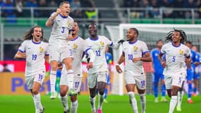 La joie de Lucas Digne et des Bleus contre l'Italie le 17 novembre 2024