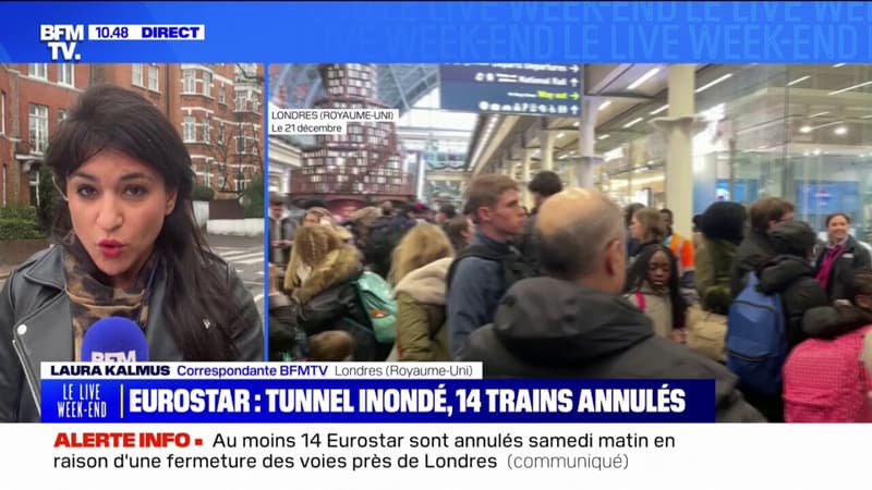 Au moins 14 Eurostar annulés samedi matin à cause d'un tunnel inondé