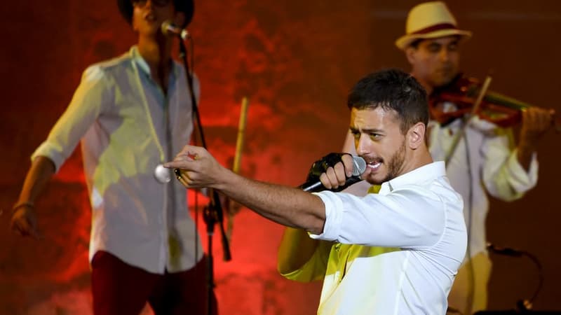 Saad Lamjarred lors d'un concert en Tunisie, en juillet 2016.