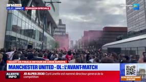 Manchester United-OL: les images des supporters lyonnais avant d'arriver à Old Trafford