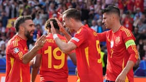 Dani Carvajal, Fabian Ruiz et Alvaro Morata lors d'Espagne-Croatie, le 15 juin 2024.