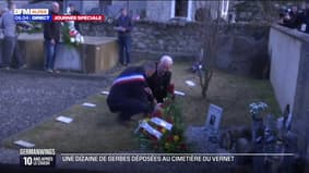 Crash de l'A320 de la Germanwings: des gerbes déposées au cimetière du Vernet