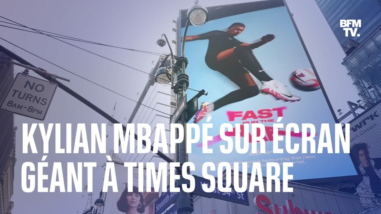 Kylian Mbappé’s reaction to his huge photo exhibited in Times Square in New York