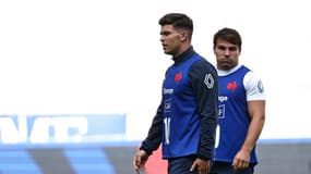 Matthieu Jalibert et Antoine Dupont la veille du match France-Australie (41-17), le 26 août dernier