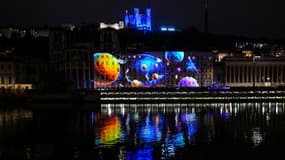 La Colline de Fourvière, lors de l'édition 2022 de la Fête des Lumières.