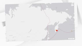 Carte du service sismologique américain USGS, les autorités américaines émettant une alerte au tsunami. 
