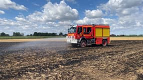 En fin de matinée, dans le secteur de Vieux-Berquin, un feu de champ d'environ 2000m2 a mobilisé une vingtaine de sapeurs-pompiers.