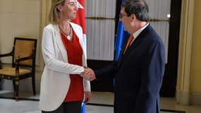 La responsable de la diplomatie européenne Federica Mogherini et le ministre cubain des Affaires étrangères Bruno Rodriguez. 