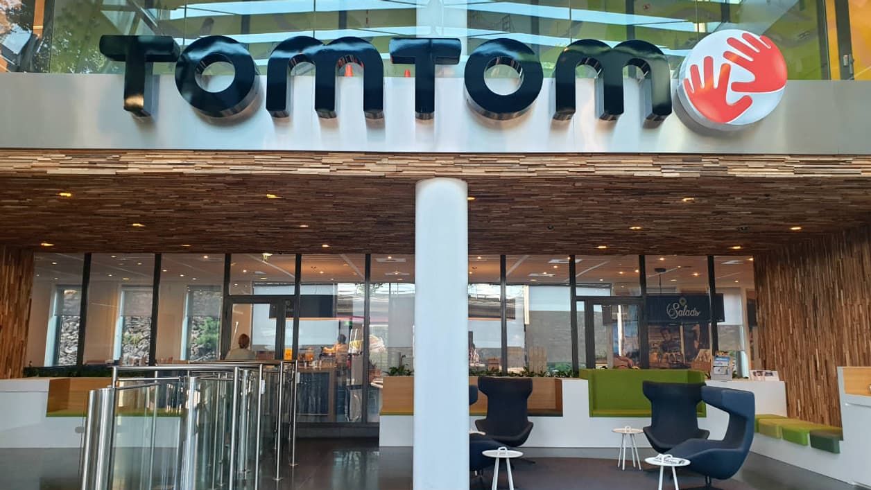 L'entrée du siège de TomTom, à Amsterdam.