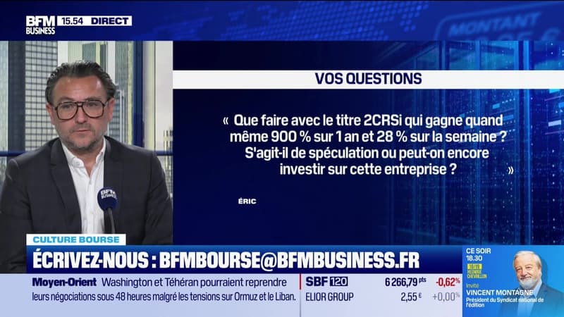 Culture Bourse : « Que faire avec le titre 2CRSI qui gagne quand même 900% sur 1 an, 28% sur la semaine... Spéculation ou peut-on encore investir sur cette entreprise ? », par Julie Cohen-Heurton - 15/04