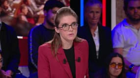 Aurore Bergé pendant l'émission Face à BFM lundi 1er septembre