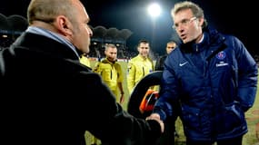 Pascal Dupraz (à gauche) et Laurent Blanc en 2013