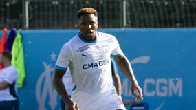 Faris Moumbagna sous le maillot de l'OM.
