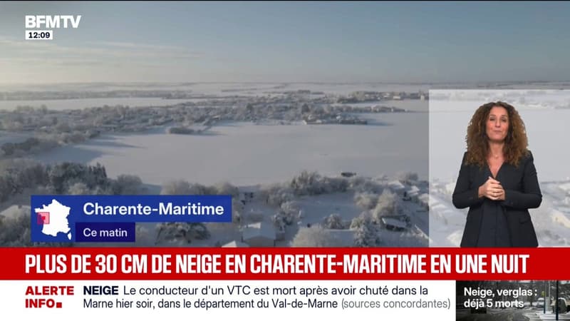 "On a l'impression d'être en montagne": plus de 30cm de neige en Charente-Maritime