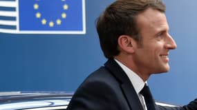 Emmanuel Macron au siège de la commission européenne à Bruxelles le 28 mai