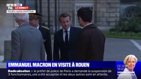Emmanuel Macron arrive à Rouen pour rencontrer le maire et les habitants